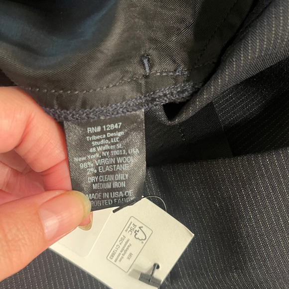 New! Nili Lotan 6 Wool Pinstripe Paris Pants $595 High Waist Drop Crotch Black - Picture 7 of 10